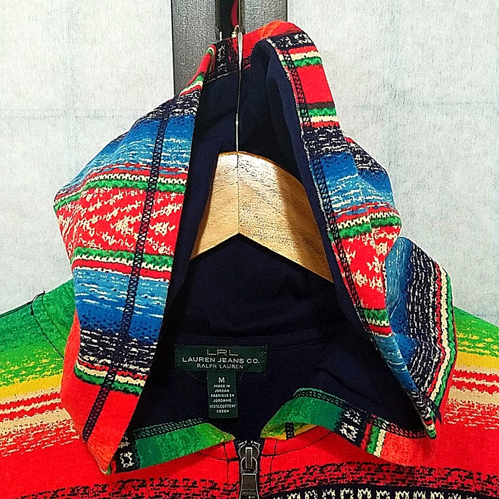 LRL multicolor zip-up hoodie jacket Med